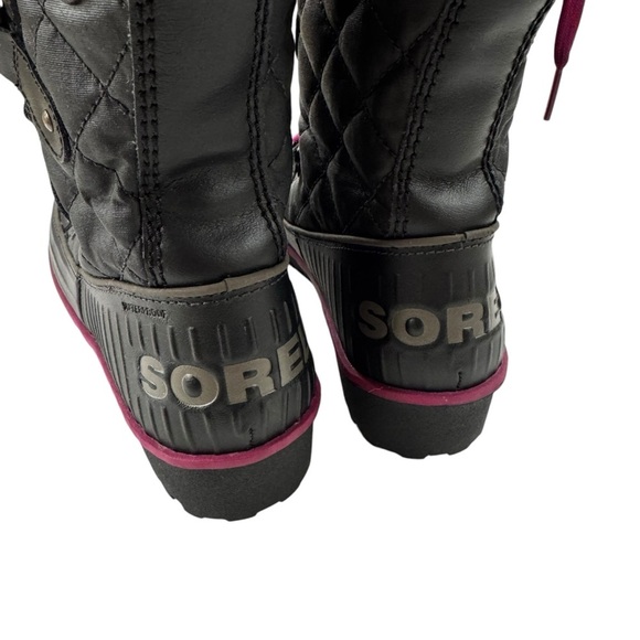 Sorel Tivoli Twist Waterproof Winter Boots with Fur Trim Black Purple Size 7 - Picture 5 of 12